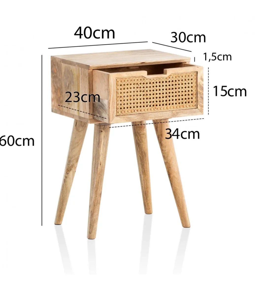 WOHNLING, GERMANY Szafka nocna LIBERTE II 40 cm drewno mango