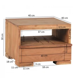 WOHNLING, GERMANY Szafka nocna MUMBAI 40 cm drewno akacja