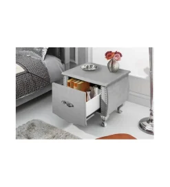 Invicta Interior Szafka nocna RAISA extravagancia 45 Cm szarosrebrna
