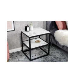 Invicta Interior Szafka nocna RAUL 45 cm w optyce białego marmuru