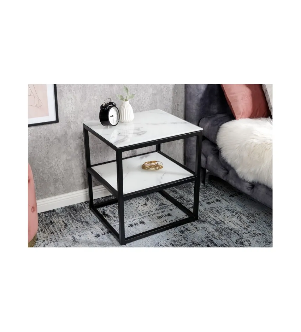 Invicta Interior Szafka nocna RAUL 45 cm w optyce białego marmuru
