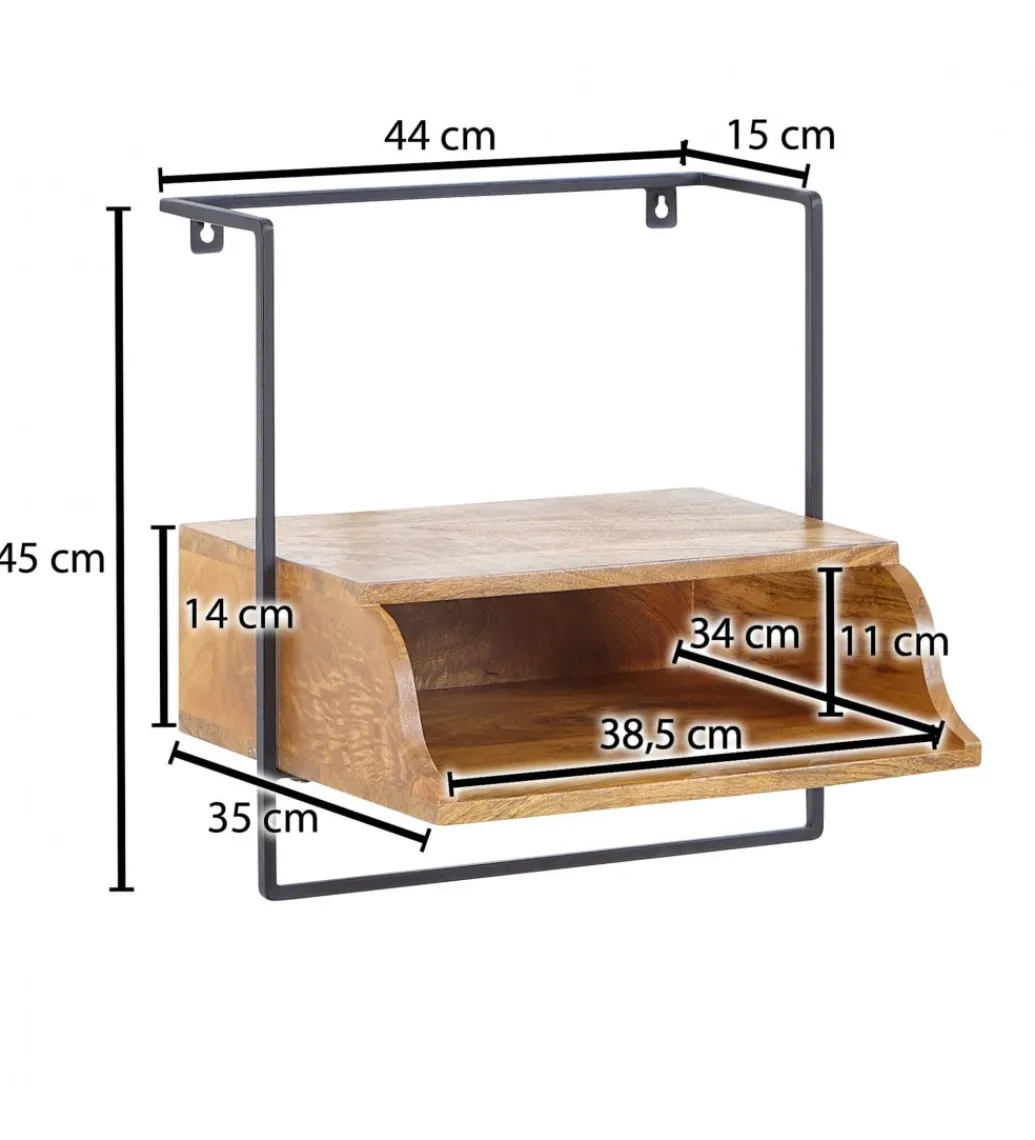WOHNLING, GERMANY Szafka nocna wisząca BARIKA 44 cm drewno mango brąz