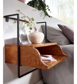 WOHNLING, GERMANY Szafka nocna wisząca BARIKA 44 cm drewno mango brąz