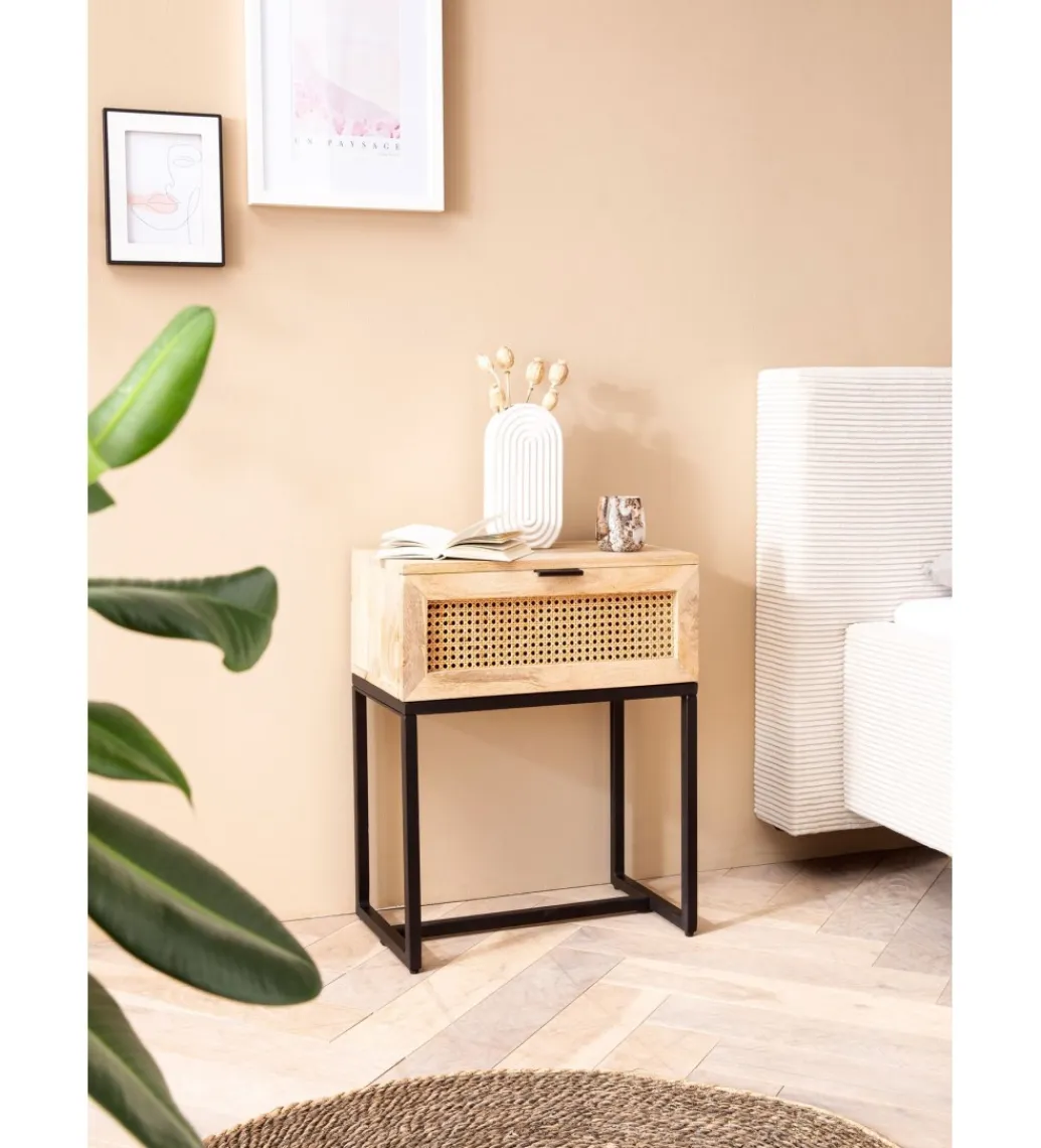 WOHNLING, GERMANY Szafka nocna ZOVI 50 cm drewno mango
