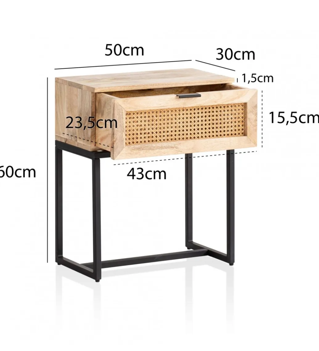 WOHNLING, GERMANY Szafka nocna ZOVI 50 cm drewno mango