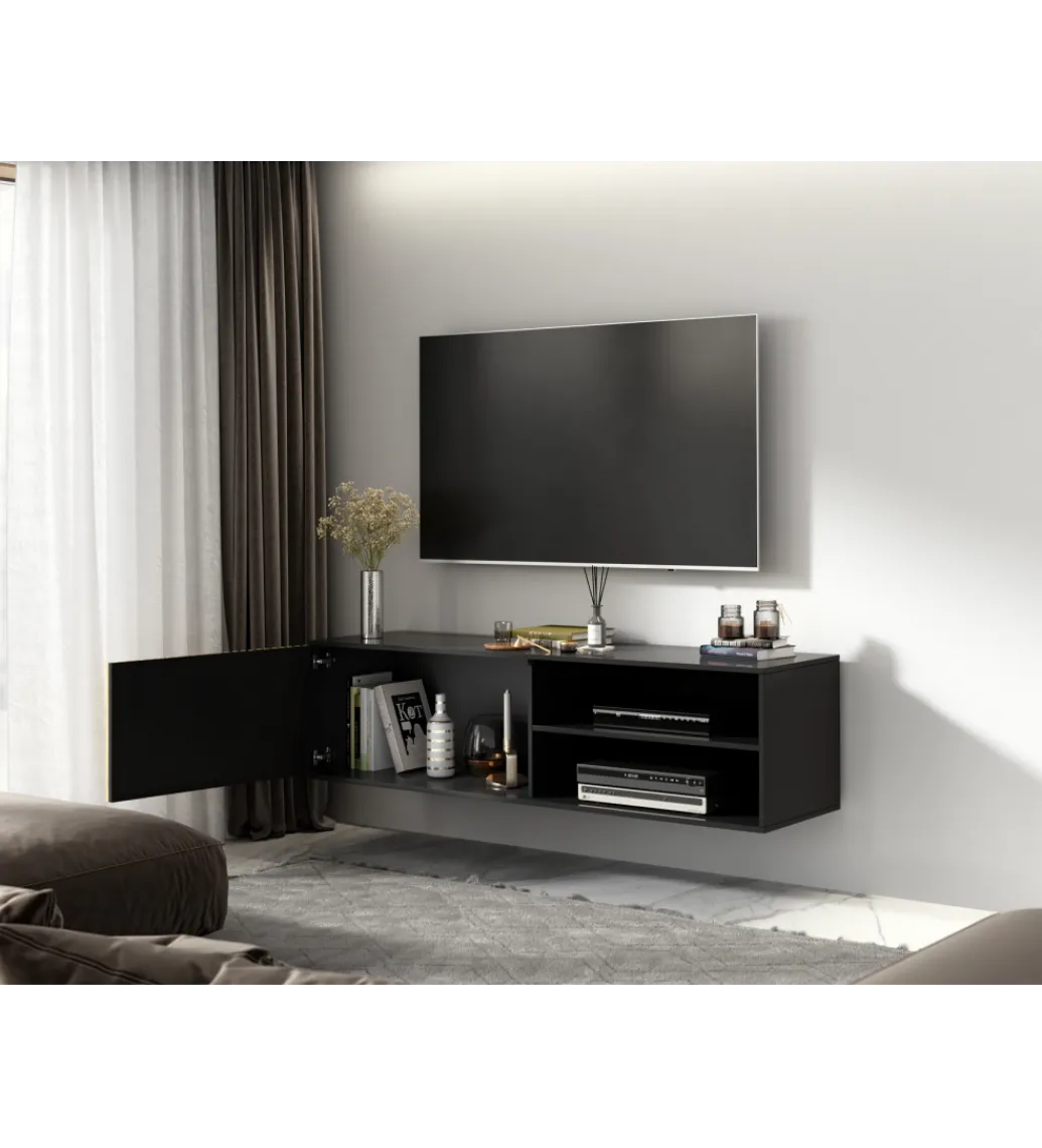 ELTAP Szafka RTV wisząca MEORATI 150 cm w optyce dąb artisan