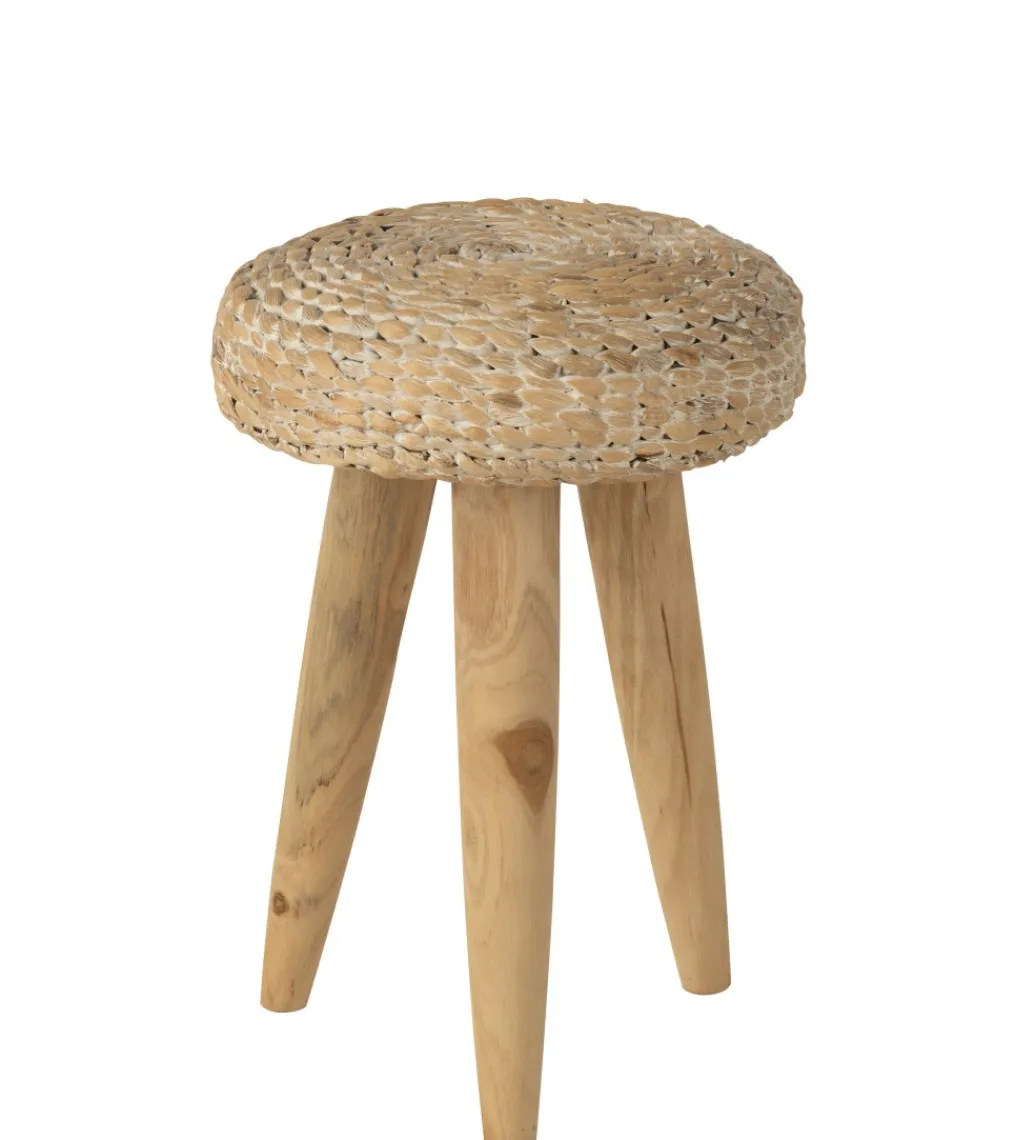 J-Line Taboret WATER drewno teak naturalny biały