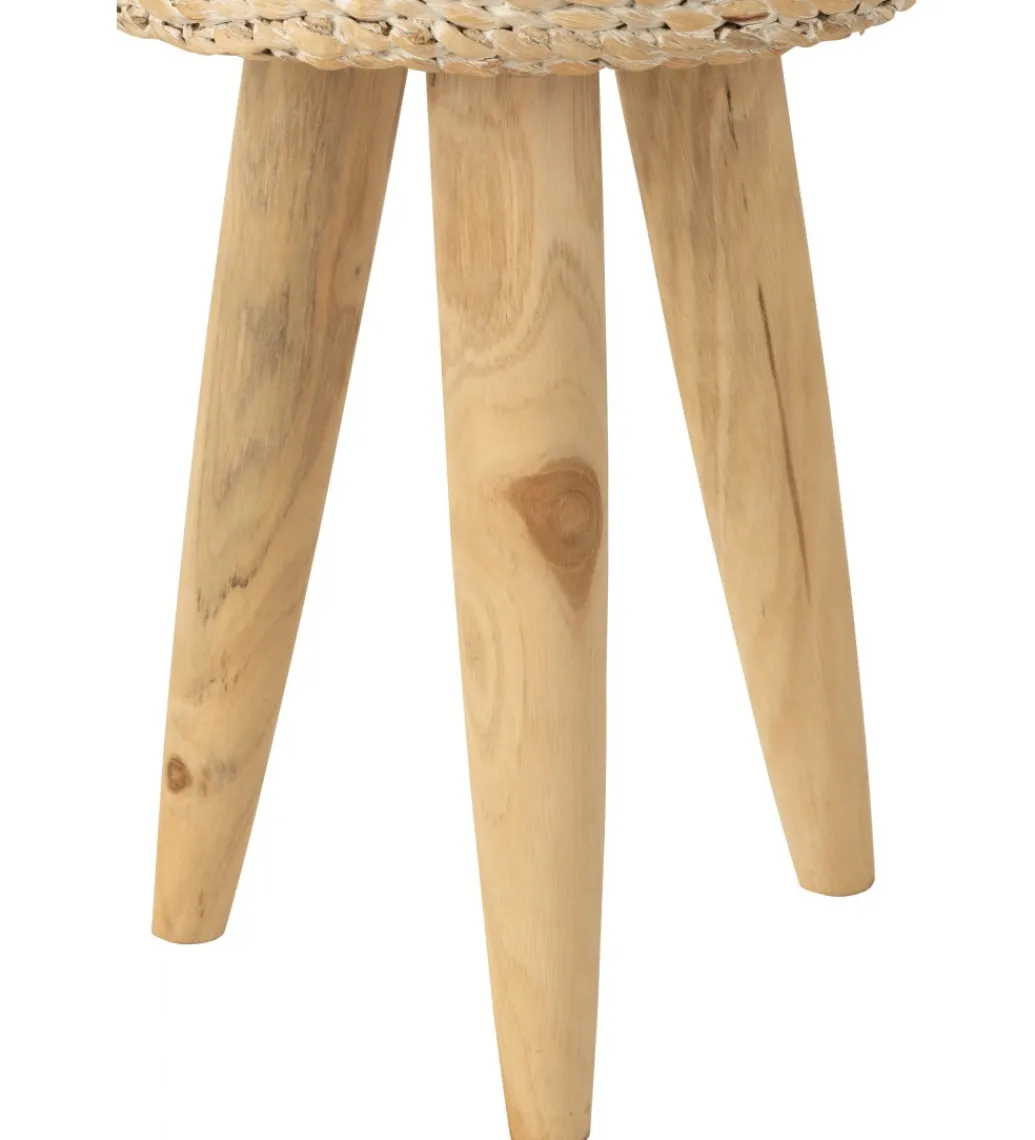 J-Line Taboret WATER drewno teak naturalny biały