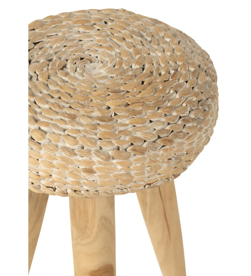 J-Line Taboret WATER drewno teak naturalny biały