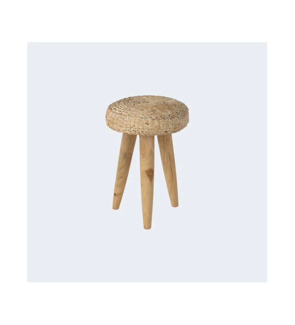 J-Line Taboret WATER drewno teak naturalny biały