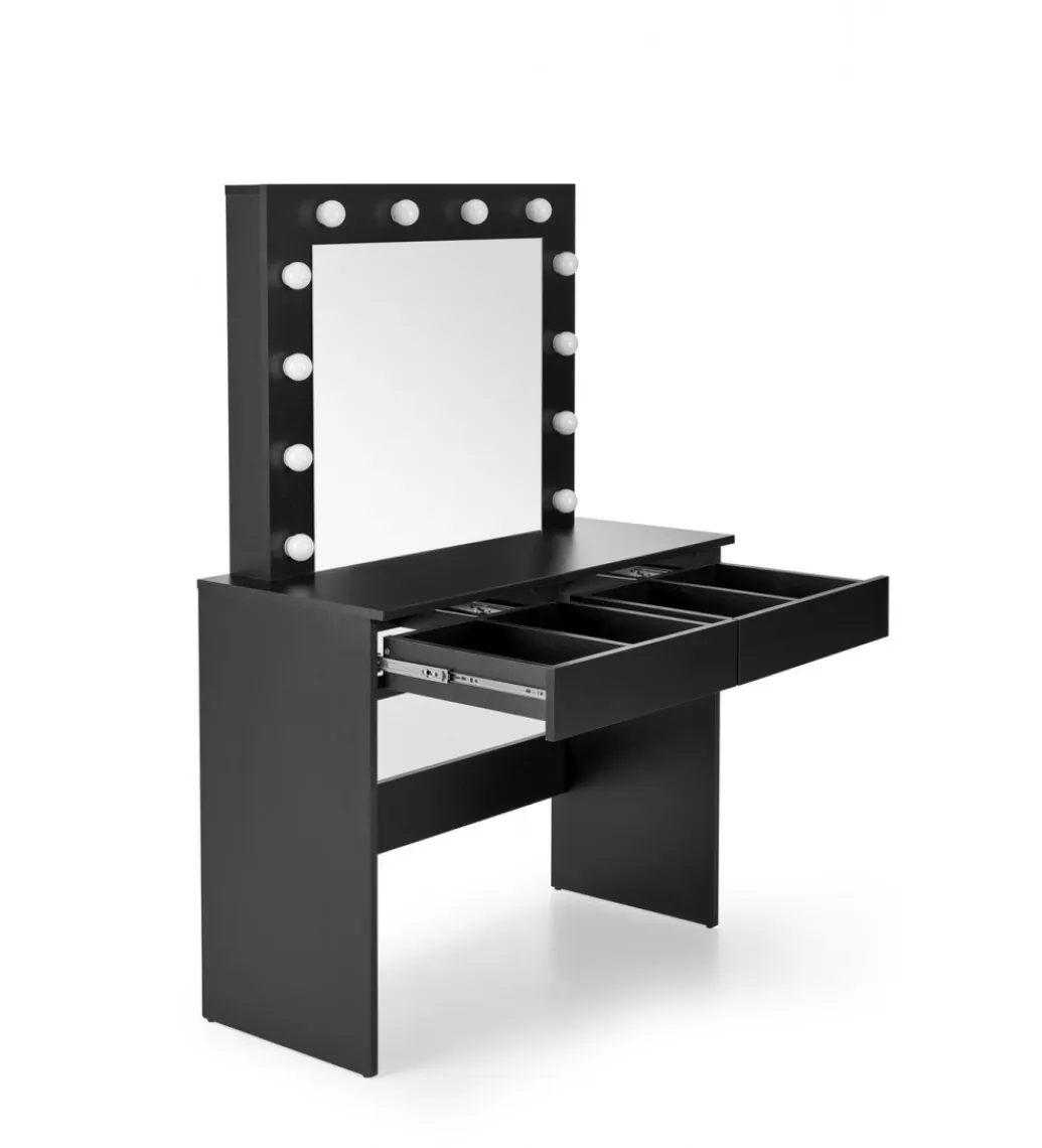 Halmar Toaletka HOLLYWOOD 94 cm czarna z oświetleniem LED
