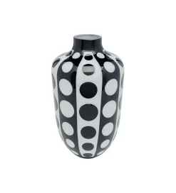 KDesign Wazon BRILLAR 45 cm czarno biały szklany