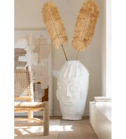J-Line Wazon FACE 95 cm papier mache biały