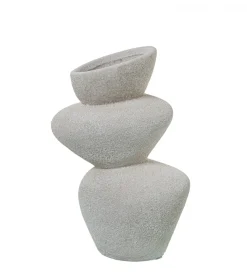 Exclusivas Wazon KATAM 25 cm ceramika biały piaskowy