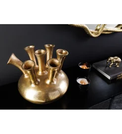 Invicta Interior Wazon KIYA 30 cm złoty 7 z otworami na kwiaty