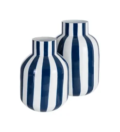 Zona-Design Wazon STRIPERSY 30 cm biały niebieski
