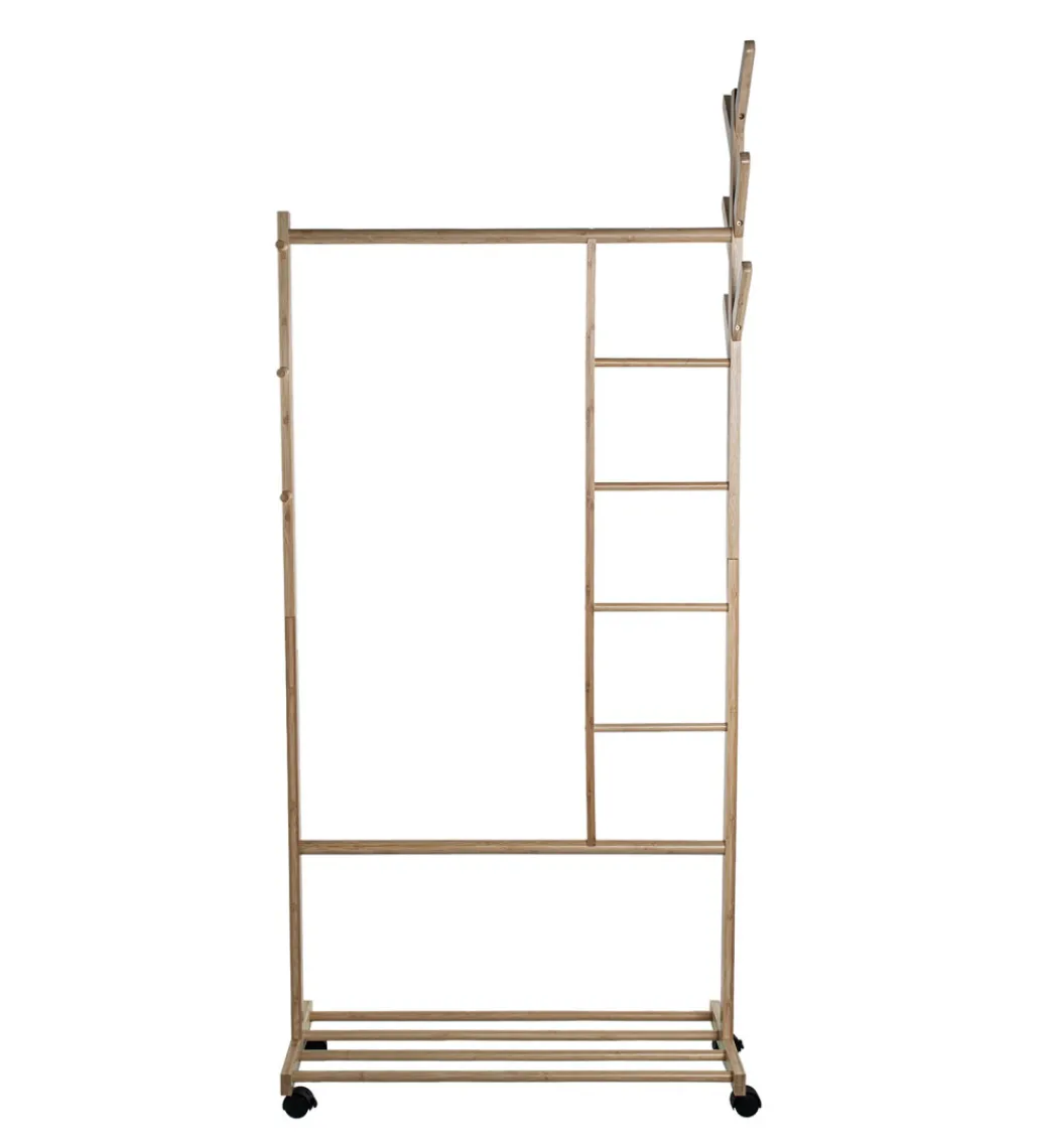 Exclusivas Wieszak ESKEMIHO 170 cm w odcieniu naturalnym na kółkach