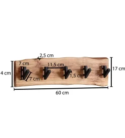 WOHNLING, GERMANY Wieszak HAKI 60 cm drewno akacja