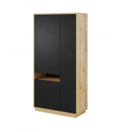 Helvetia Witryna ASTON 92 cm czarna z dodatkiem koloru dąb Taurus