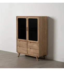Zona-Design Witryna BURNIE 107 cm ze szklanymi drzwiami z drewno mango