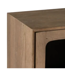Zona-Design Witryna BURNIE 107 cm ze szklanymi drzwiami z drewno mango
