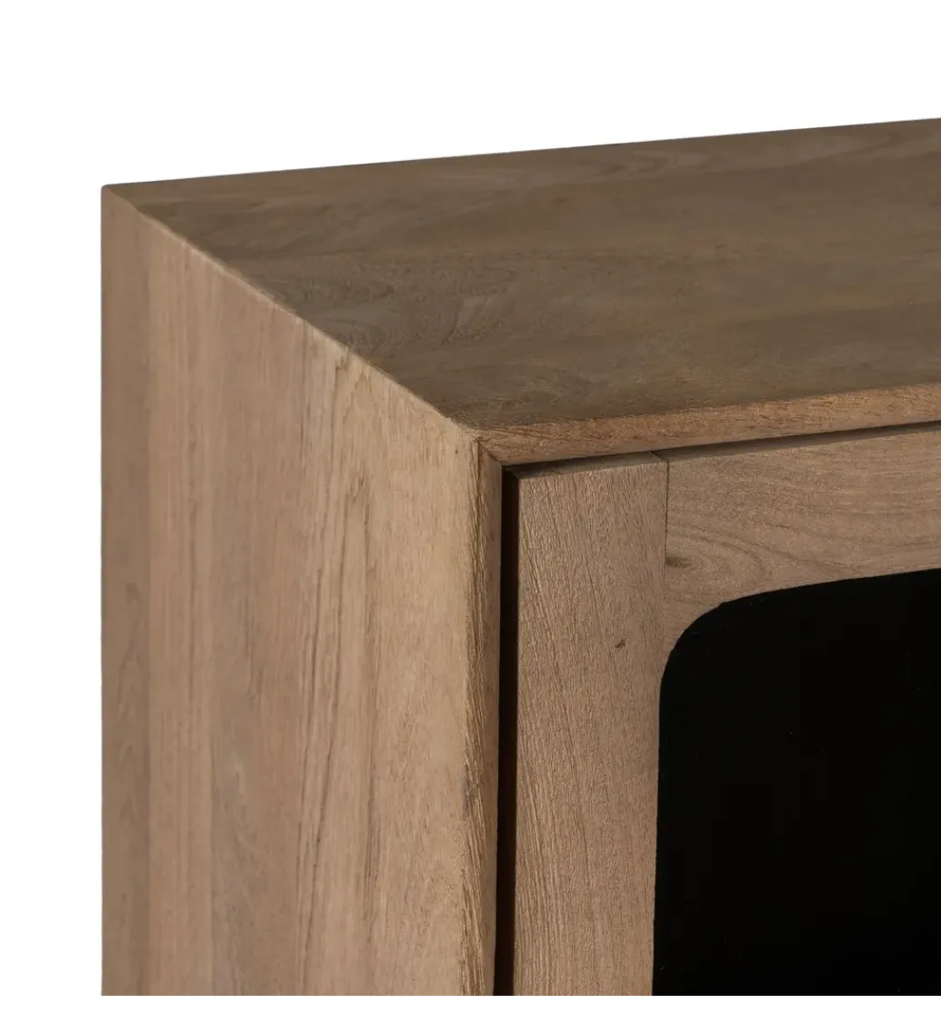 Zona-Design Witryna BURNIE 107 cm ze szklanymi drzwiami z drewno mango