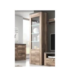 Helvetia Witryna LARONA 65 Cm O Wybarwieniu Satin Nussbaum z kolorem Touchwood