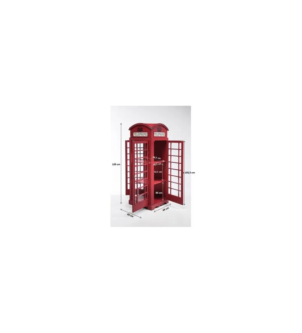 KARE Witryna LONDON TELEPHONE 140 cm czerwona