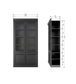 WOOOD Witryna ORGANIZE 215 cm drewno sosna czarny mat
