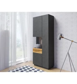 Helvetia Witryna SILKE 80 Cm Antracytowa Z Dodatkiem Koloru Dąb Wotan