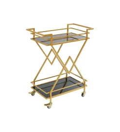 KARE Wózek do serwowania Trolley Piramids 65 cm złoty