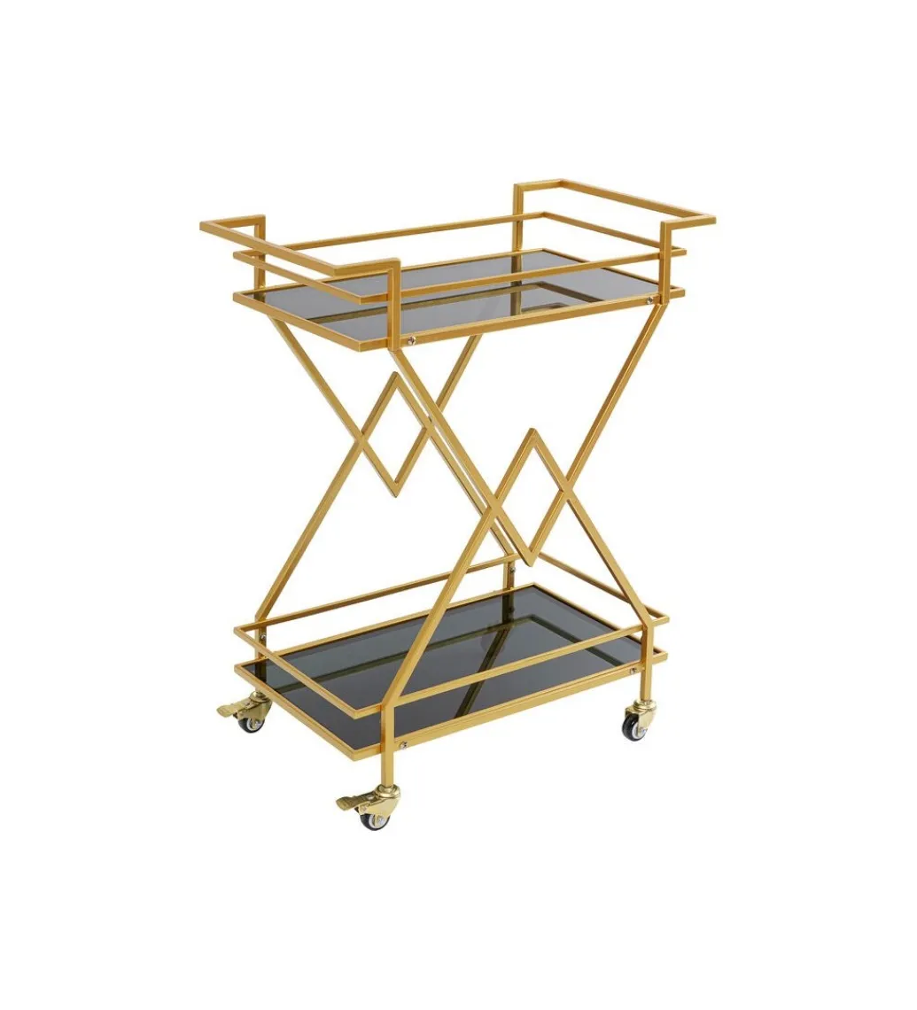 KARE Wózek do serwowania Trolley Piramids 65 cm złoty
