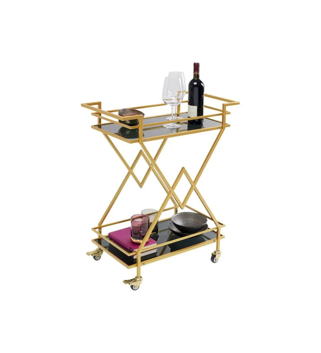 KARE Wózek do serwowania Trolley Piramids 65 cm złoty