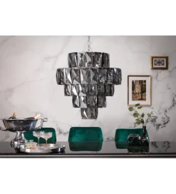 Invicta Interior Żyrandol kryształowy PERAL 50 cm szlachetny szary