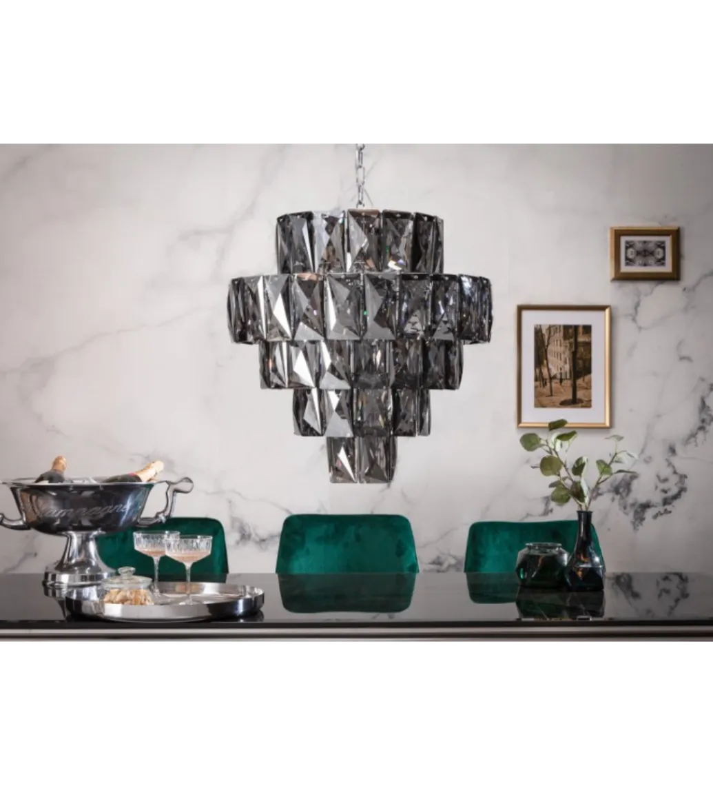 Invicta Interior Żyrandol kryształowy PERAL 50 cm szlachetny szary