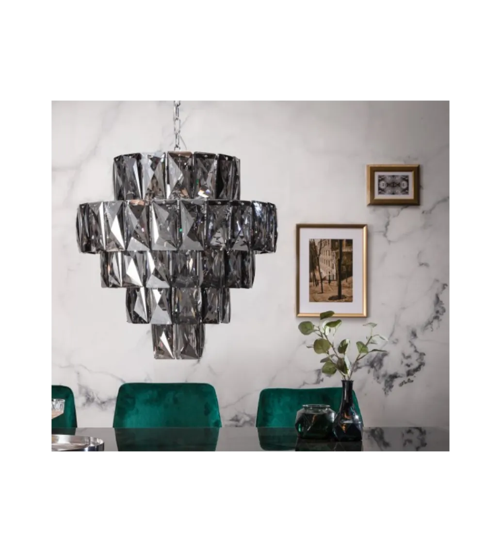 Invicta Interior Żyrandol kryształowy PERAL 50 cm szlachetny szary