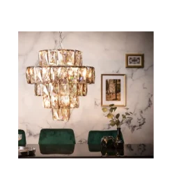 Invicta Interior Żyrandol kryształowy PERAL 50 cm szlachetny szary