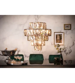 Invicta Interior Żyrandol kryształowy PERAL 50 cm szlachetny szary