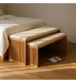 Zona-Design Zestaw 2 ławek BELLAMONTE 115 cm 106 cm drewno teak