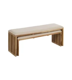 Zona-Design Zestaw 2 ławek BELLAMONTE 115 cm 106 cm drewno teak