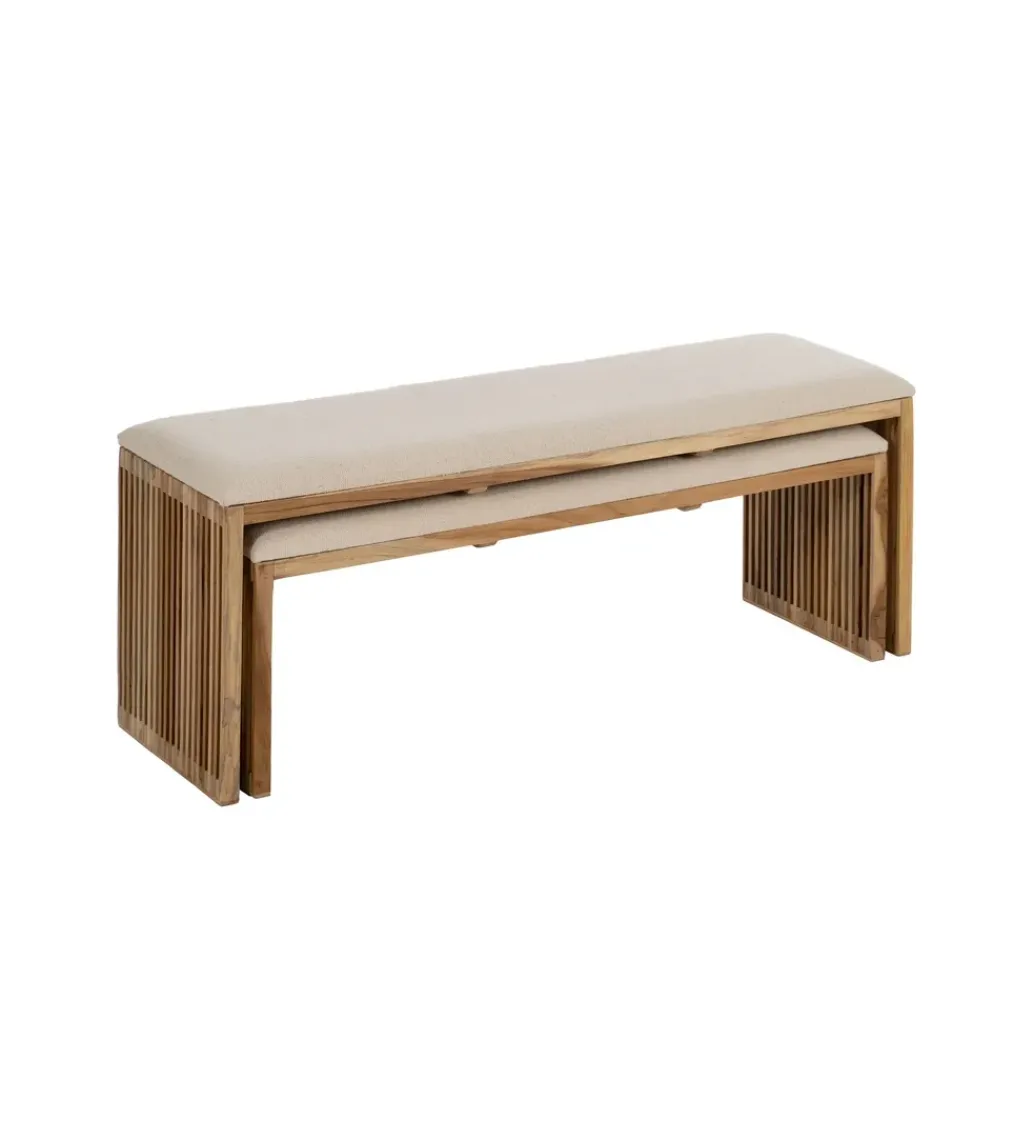 Zona-Design Zestaw 2 ławek BELLAMONTE 115 cm 106 cm drewno teak