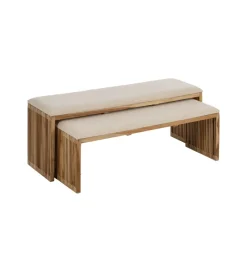 Zona-Design Zestaw 2 ławek BELLAMONTE 115 cm 106 cm drewno teak