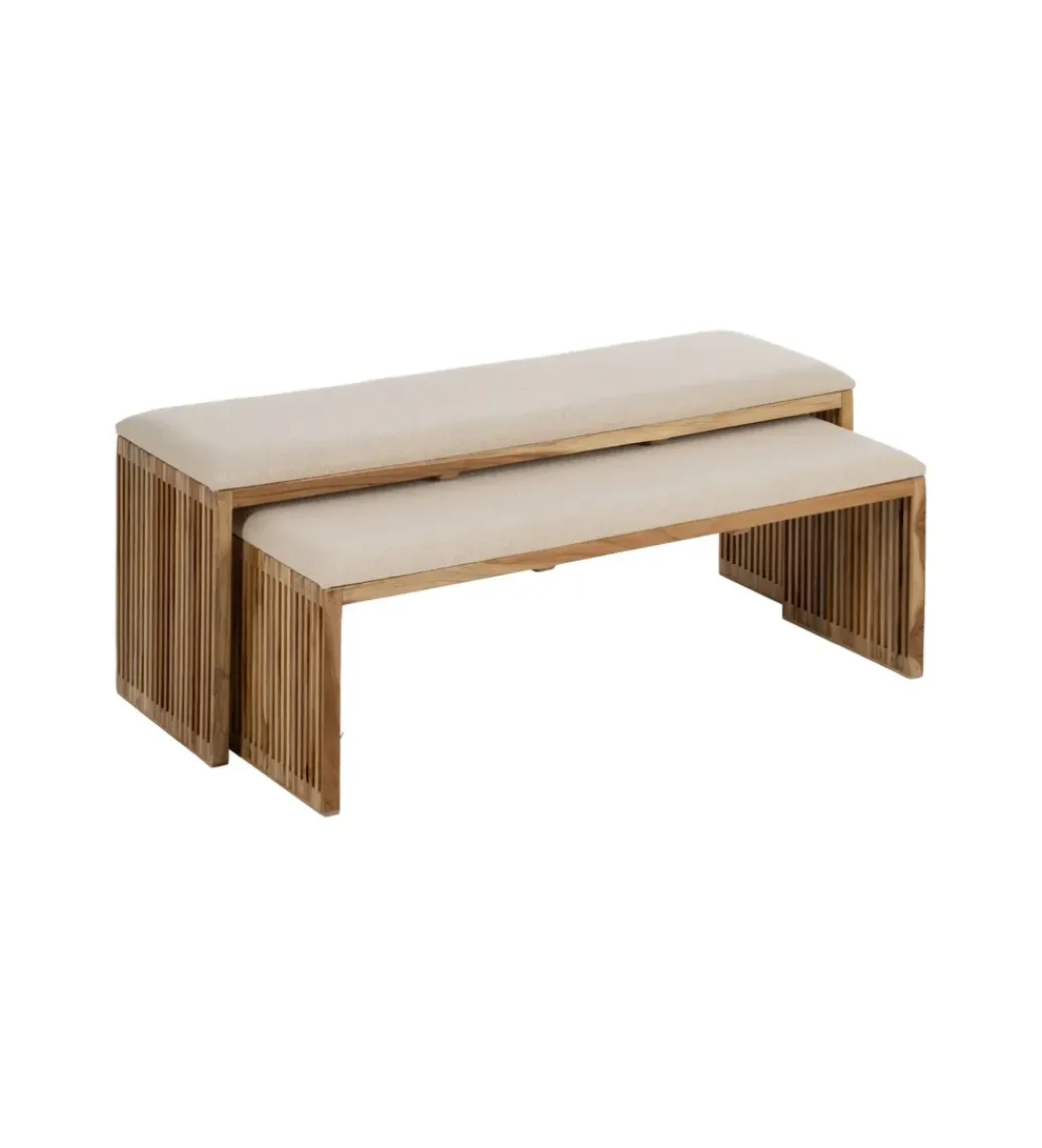 Zona-Design Zestaw 2 ławek BELLAMONTE 115 cm 106 cm drewno teak