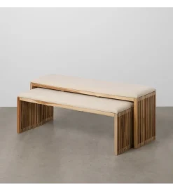 Zona-Design Zestaw 2 ławek BELLAMONTE 115 cm 106 cm drewno teak