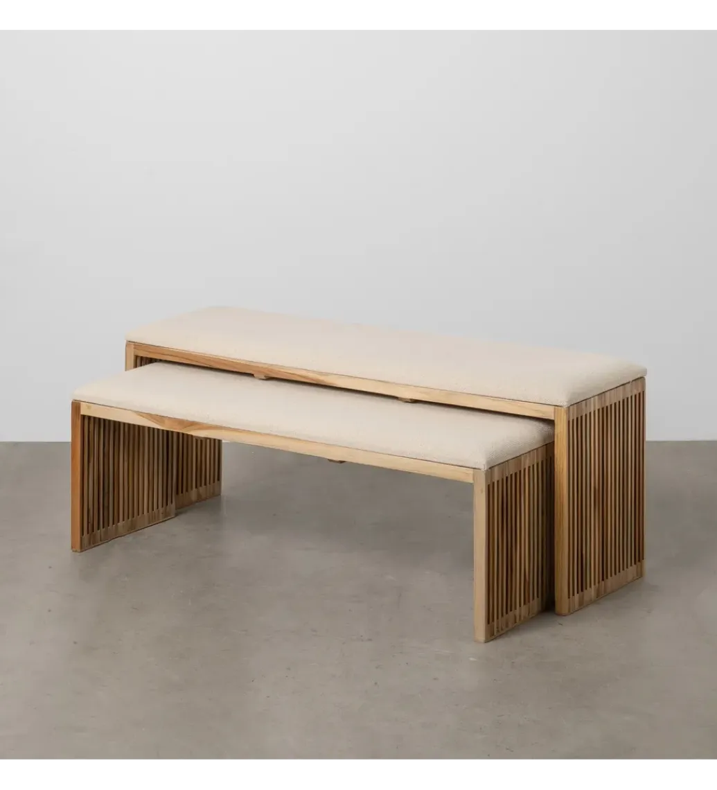 Zona-Design Zestaw 2 ławek BELLAMONTE 115 cm 106 cm drewno teak