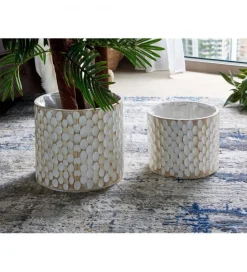 Imeri Zestaw 2 doniczek GRABADY 30 cm 25 cm naturalne