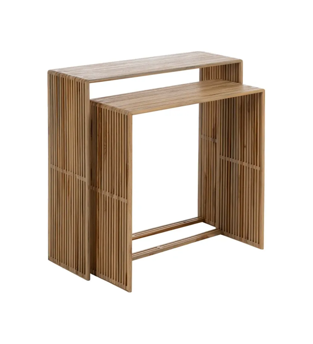 Zona-Design Zestaw 2 konsol BELLAMONTE 85 cm 75 cm drewno teak
