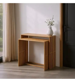Zona-Design Zestaw 2 konsol BELLAMONTE 85 cm 75 cm drewno teak