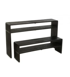 J-Line Zestaw 2 konsol SHELFY 130 i 118 cm drewno teak czarna