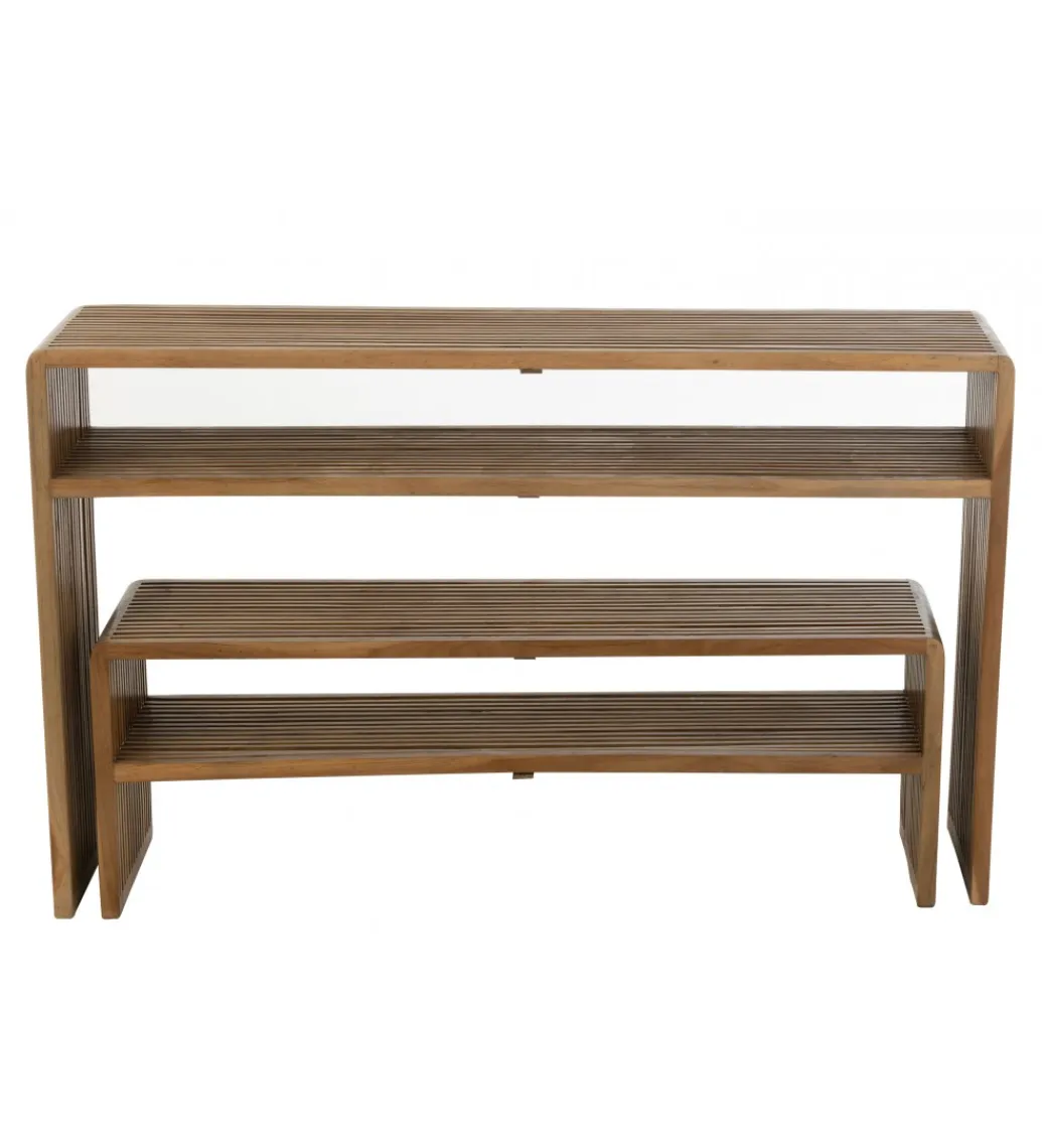 J-Line Zestaw 2 konsol SHELIS 130 cm 118 cm drewno teak